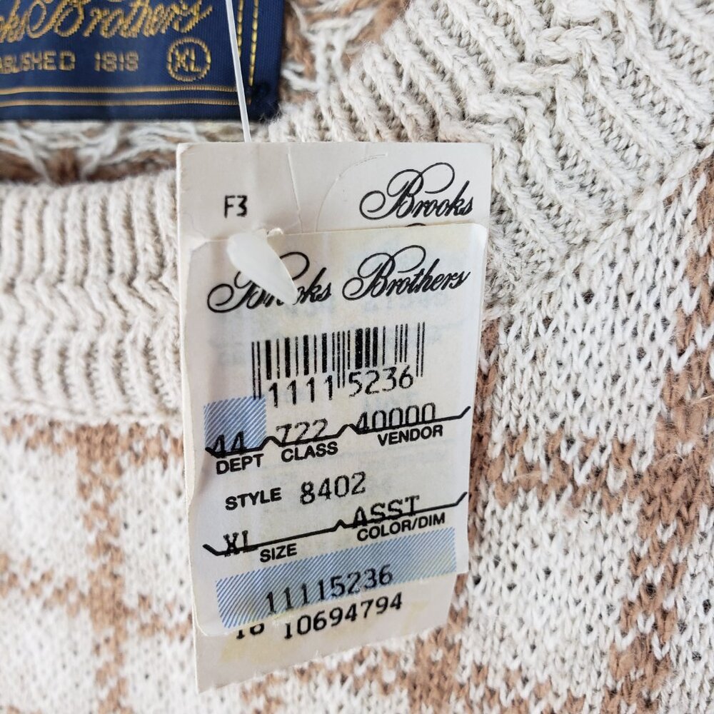 Vintage Brooks Brothers Plaid Dead Stock Cotton Linen Windowpane Sweater - Picture 6 of 12